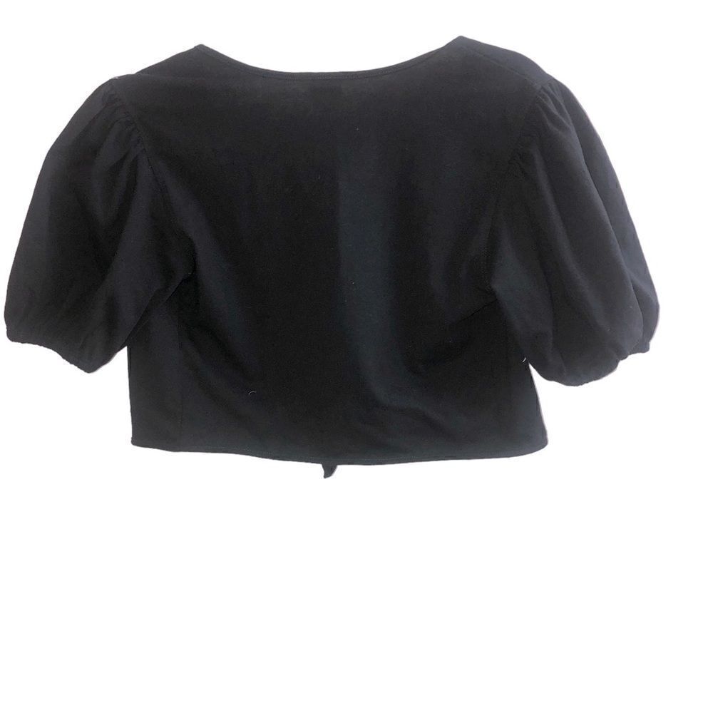 NEW Aritzia Sunday Best Black Bambi Tie-front Short Sleeve Crop Shrug - Picture 3 of 8